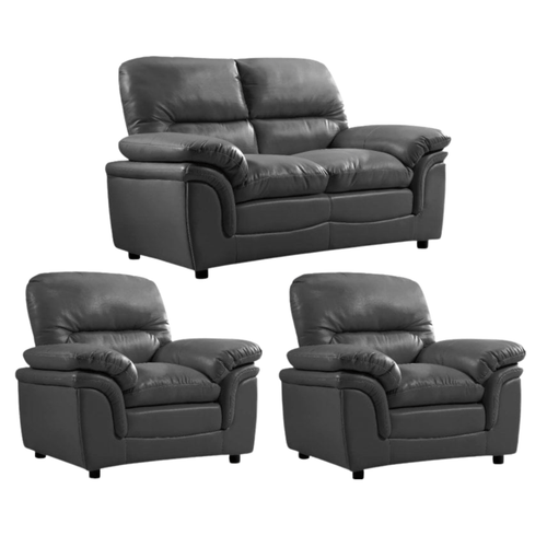 Verona Grey Leather 2+1+1 Seater Sofa Set – Modern Elegance & Everyday Comfort