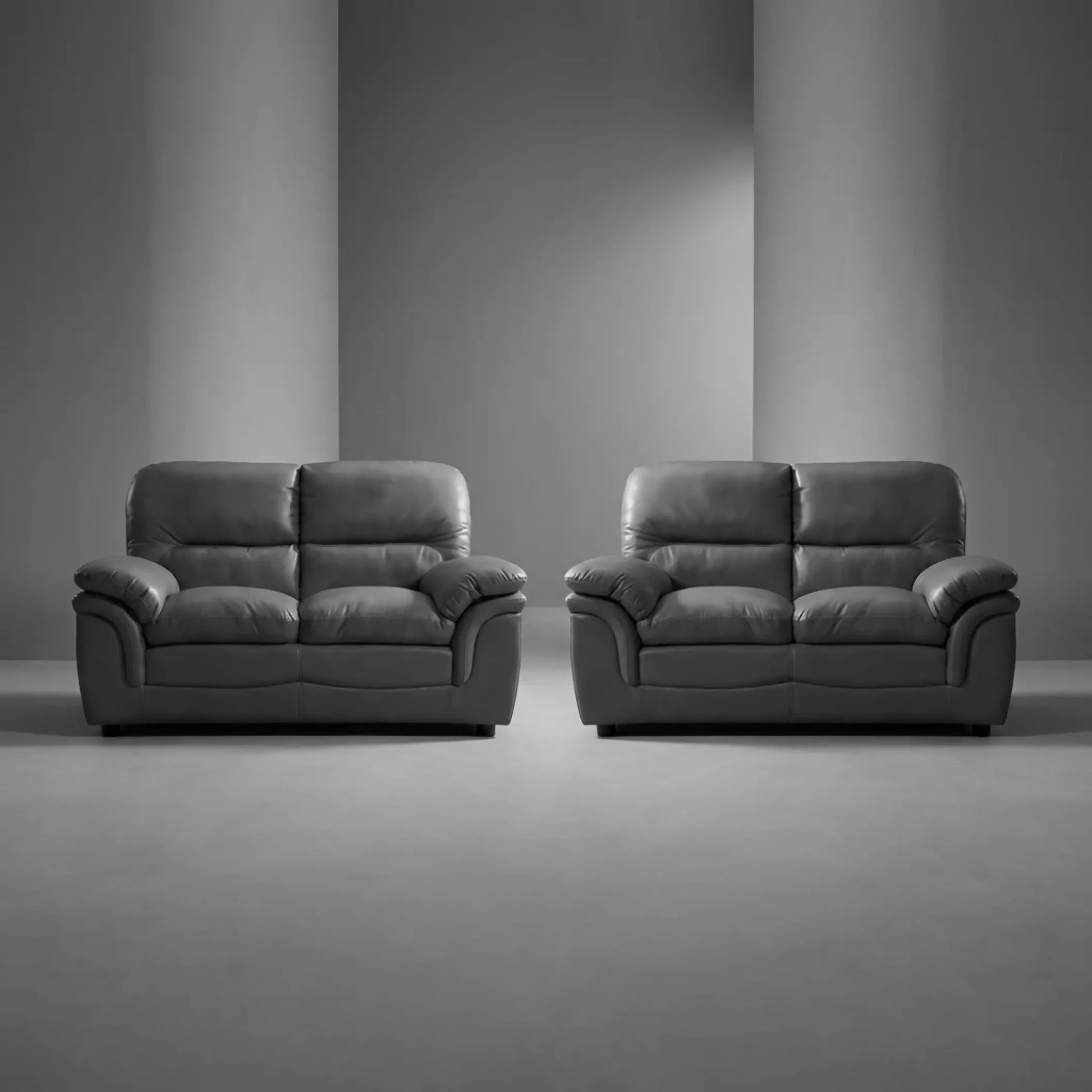 Verona Grey Leather 2+2 Seater Sofa Set – Modern, Compact & Comfortable - Furniture Instore