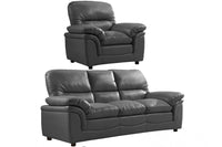 Verona Grey Leather 3+1 Seater Sofa Set