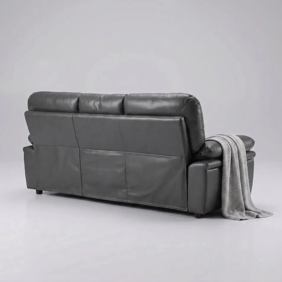 Verona Grey Leather 3 Seater Sofa - Furniture Instore