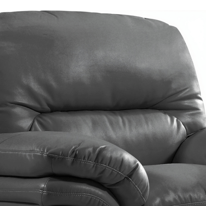 Gray leather recliner chair on a white background close up