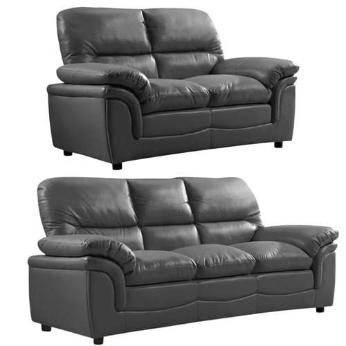 Verona Grey Leather 3+2 Seater Sofa Set