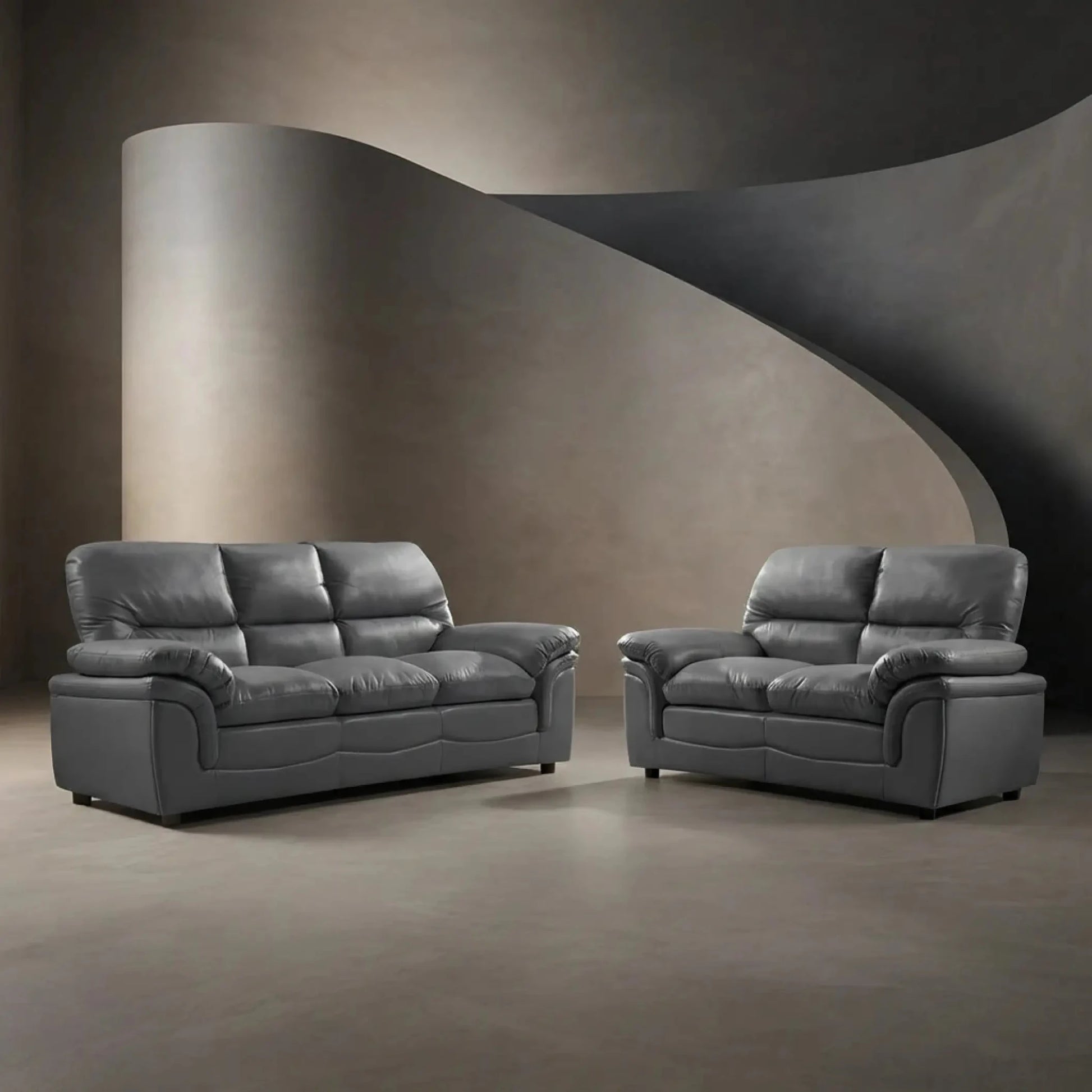 Verona Grey Leather 3+2 Seater Sofa Set – Stylish, Comfortable & Perfect for Everyday Living - Furniture Instore