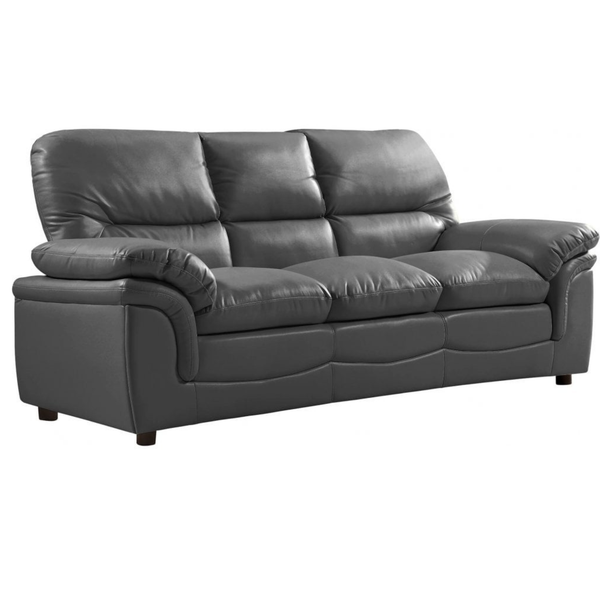 Verona Grey Leather 3 Seater Sofa