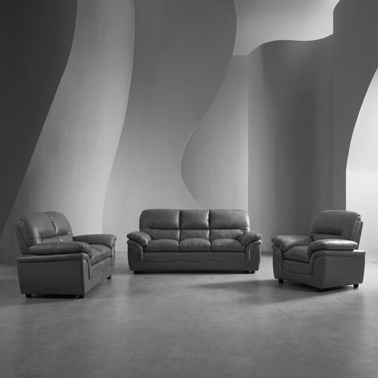 Verona Grey Leather 3+2+1 Seater Sofa Set is a Stylish and Practical - Furniture Instore
