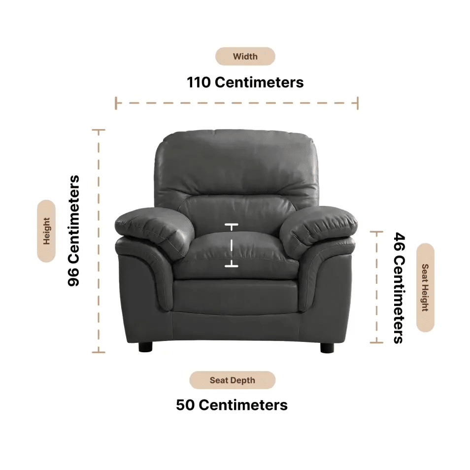 Verona Grey Leather Armchair - Furniture Instore