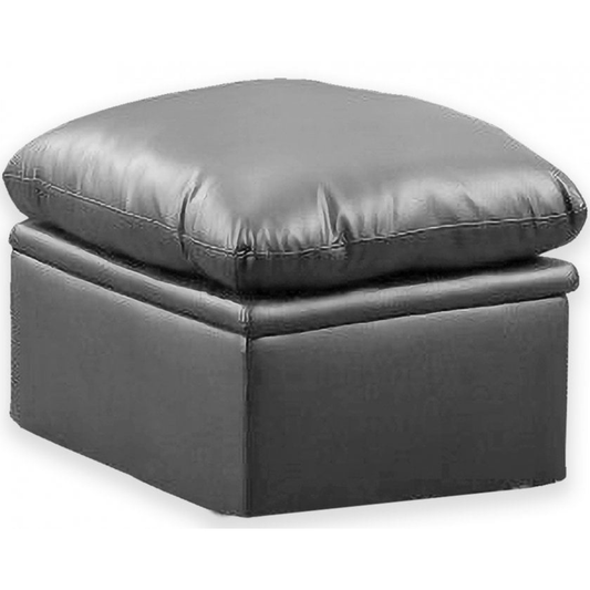 Black leather ottoman on a white background