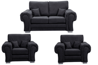 Verona High Back Black Fabric 2+1+1 Seater Sofa Set