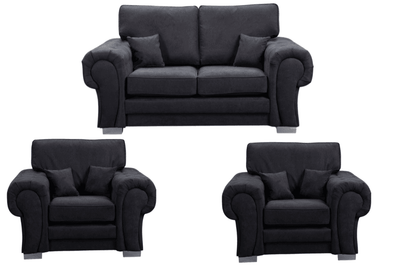 Verona High Back Black Fabric 2+1+1 Seater Sofa Set