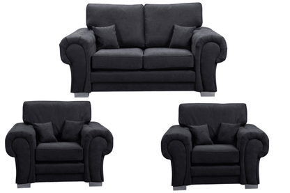 Verona High Back Black Fabric 2+1+1 Seater Sofa Set