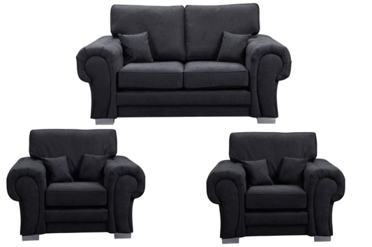 Verona High Back Black Fabric 2+1+1 Seater Sofa Set