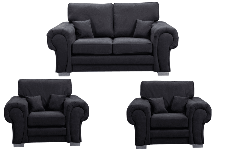 Verona High Back Black Fabric 2+1+1 Seater Sofa Set - Furniture Instore