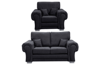 Verona High Back Black Fabric 2+1 Seater Sofa Set