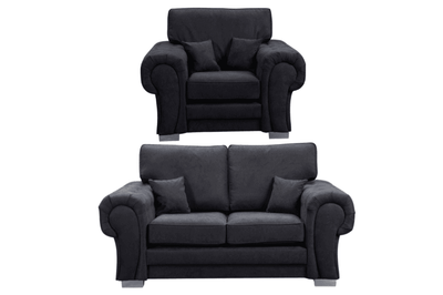 Verona High Back Black Fabric 2+1 Seater Sofa Set