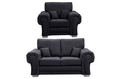Verona High Back Black Fabric 2+1 Seater Sofa Set