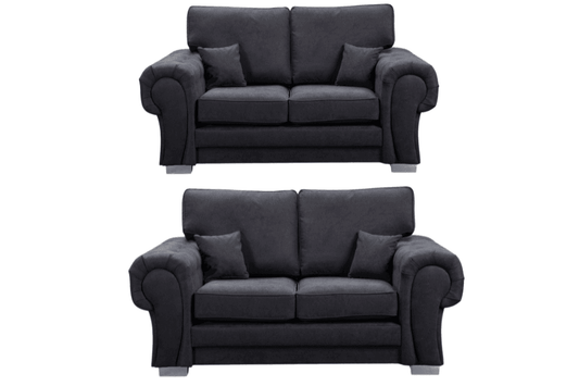 Verona High Back Black Fabric 2+2 Seater Sofa Set