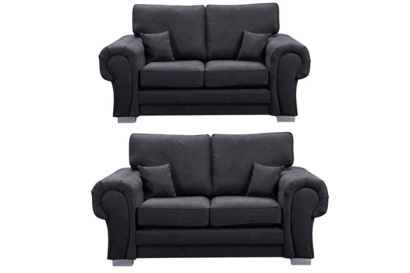 Verona High Back Black Fabric 2+2 Seater Sofa Set - Furniture Instore