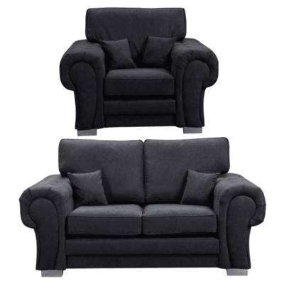 Verona High Back Black Fabric 2+1 Seater Sofa Set