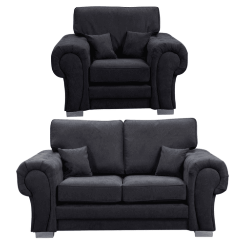 Verona High Back Black Fabric 2+1 Seater Sofa Set
