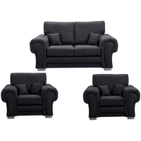 Verona High Back Black Fabric 2+1+1 Seater Sofa Set