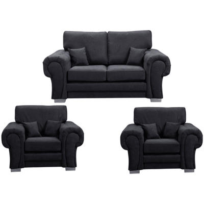Verona High Back Black Fabric 2+1+1 Seater Sofa Set