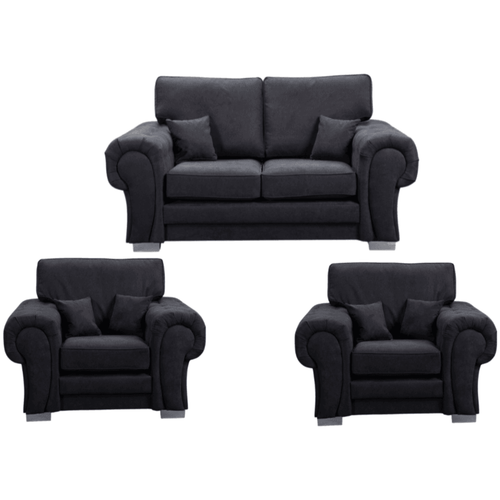 Verona High Back Black Fabric 2+1+1 Seater Sofa Set