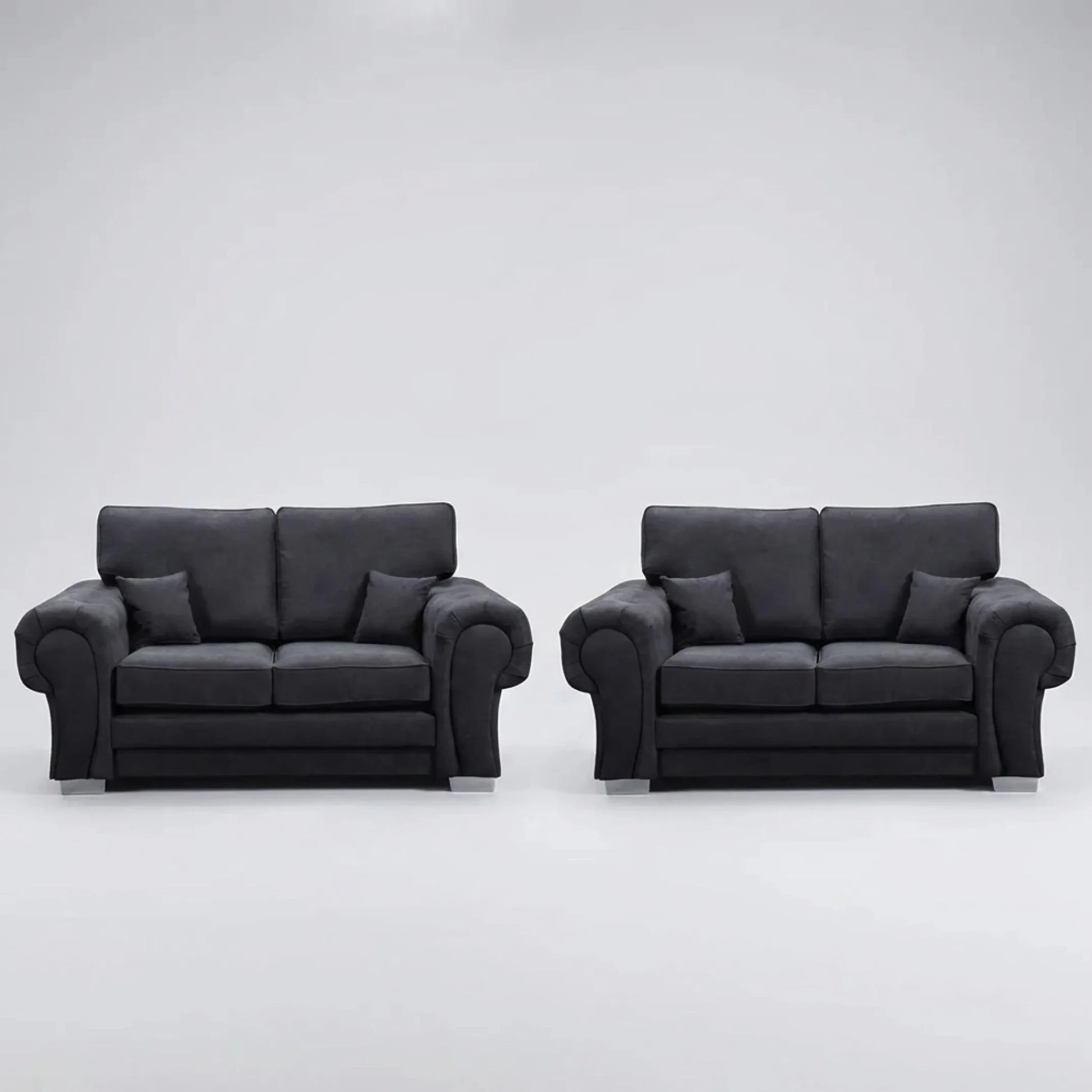 Verona High Back Black Fabric 2+2 Seater Sofa Set - Furniture Instore
