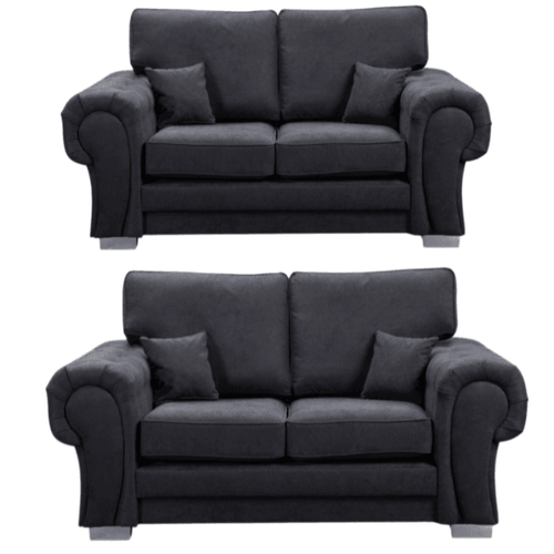 Verona High Back Black Fabric 2+2 Seater Sofa Set