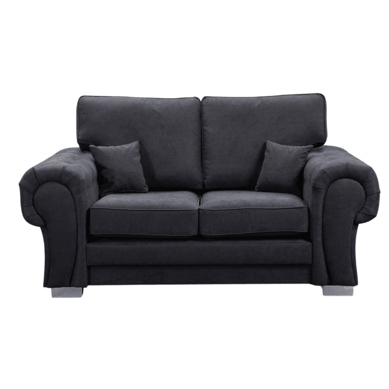Verona high back black fabric 2 seater sofa, front facing on a white background