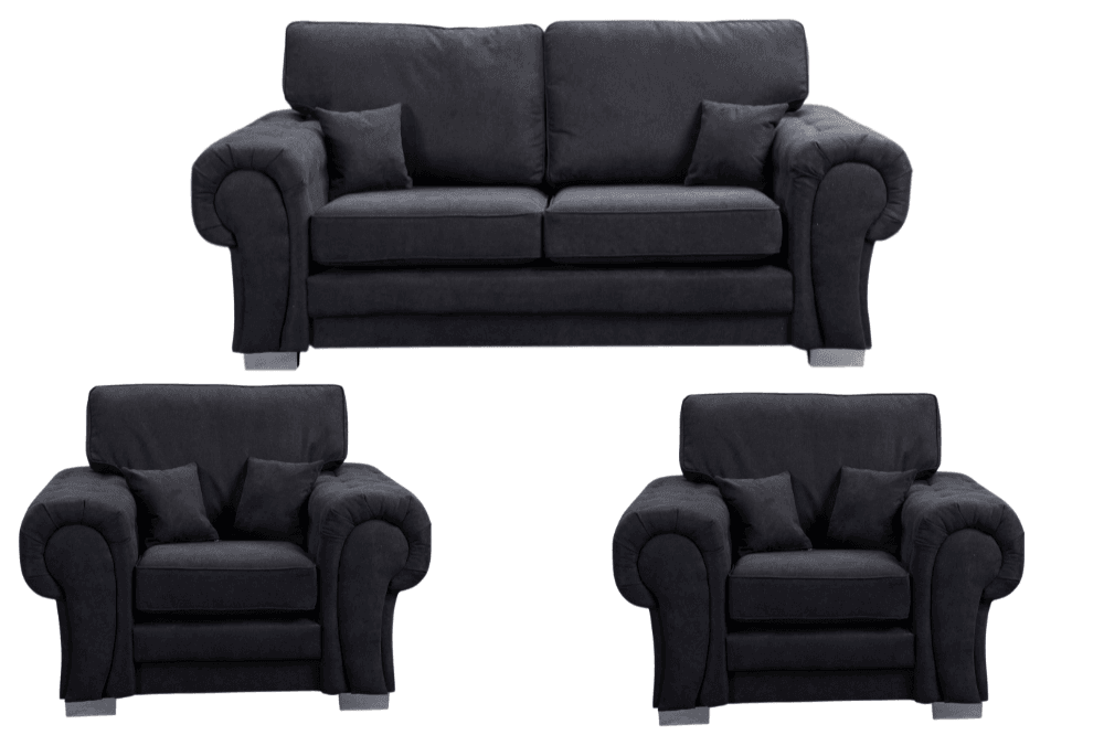Verona High Back Black Fabric 3+1+1 Seater Sofa Set