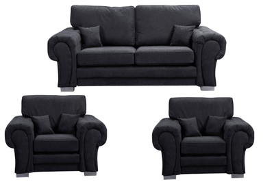 Verona High Back Black Fabric 3+1+1 Seater Sofa Set