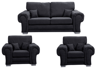 Verona High Back Black Fabric 3+1+1 Seater Sofa Set