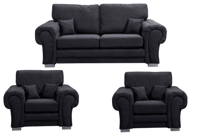 Verona High Back Black Fabric 3+1+1 Seater Sofa Set - Furniture Instore