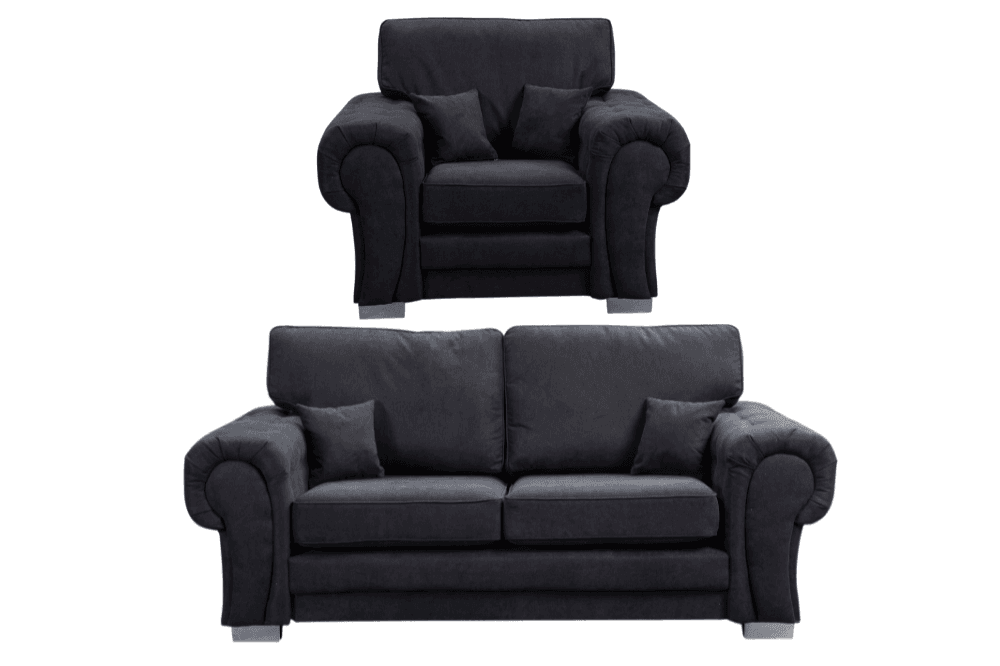 Verona High Back Black Fabric 3+1 Seater Sofa Set