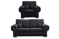 Verona High Back Black Fabric 3+1 Seater Sofa Set