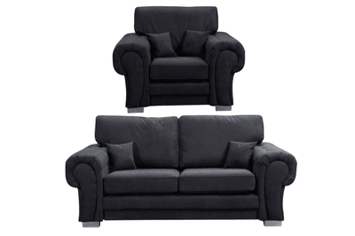 Verona High Back Black Fabric 3+1 Seater Sofa Set