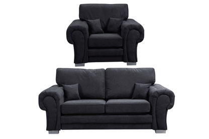 Verona High Back Black Fabric 3+1 Seater Sofa Set