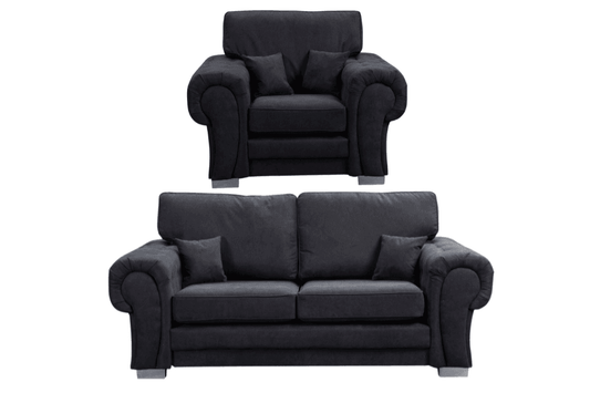 Verona High Back Black Fabric 3+1 Seater Sofa Set