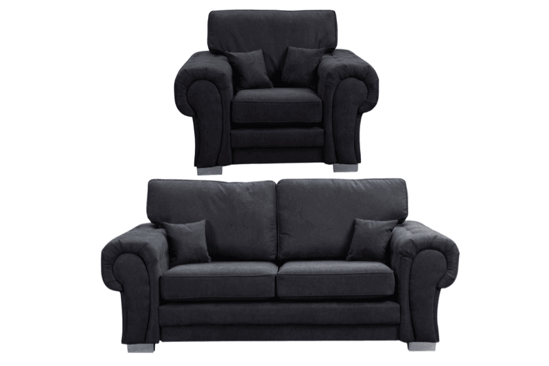 Verona High Back Black Fabric 3+1 Seater Sofa Set - Furniture Instore
