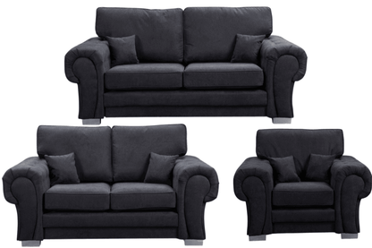 Verona High Back Black Fabric 3+2+1 Seater Sofa Set