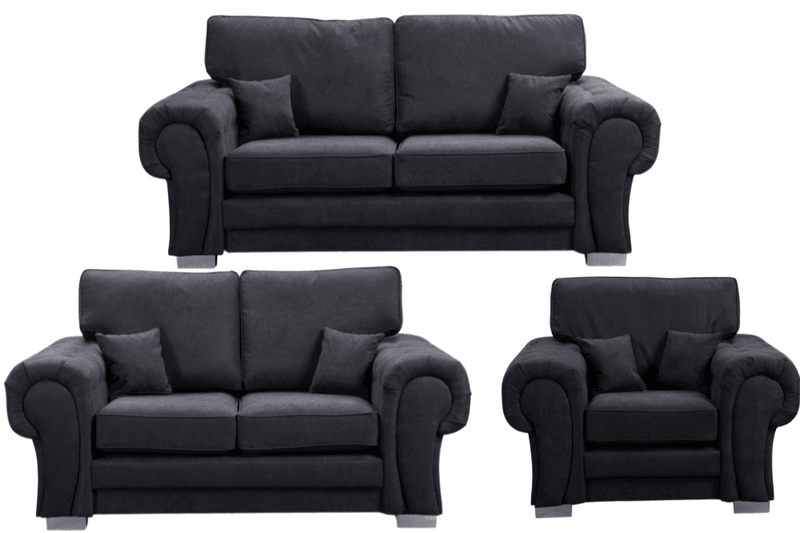 Verona High Back Black Fabric 3+2+1 Seater Sofa Set - Furniture Instore
