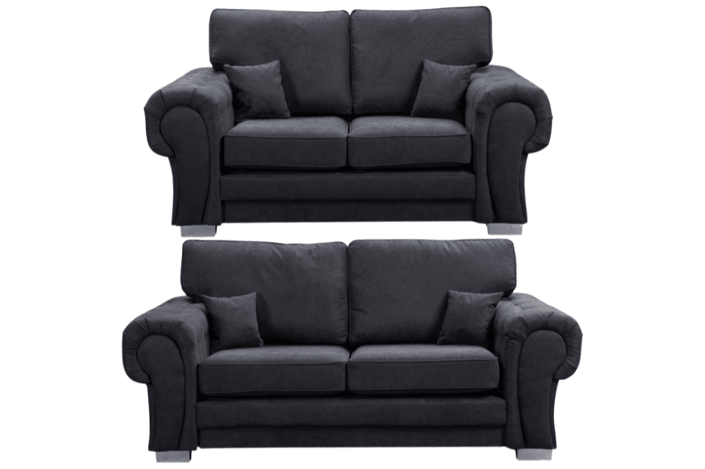 Verona High Back Black Fabric 3+2 Seater Sofa Set