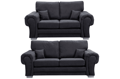 Verona High Back Black Fabric 3+2 Seater Sofa Set