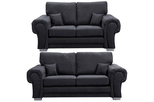 Verona High Back Black Fabric 3+2 Seater Sofa Set