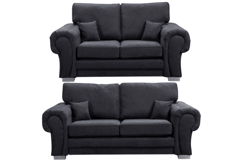 Verona High Back Black Fabric 3+2 Seater Sofa Set - Furniture Instore