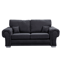 Verona High Back Black Fabric 3 Seater Sofa