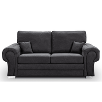 Verona High Back Black Fabric 3 Seater Sofa Bed