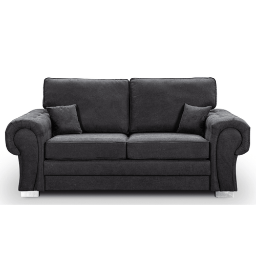 Verona High Back Black Fabric 3 Seater Sofa Bed