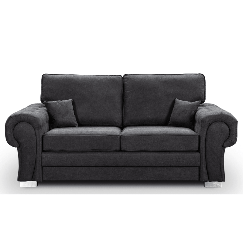 Gray sofa with cushions on a white background