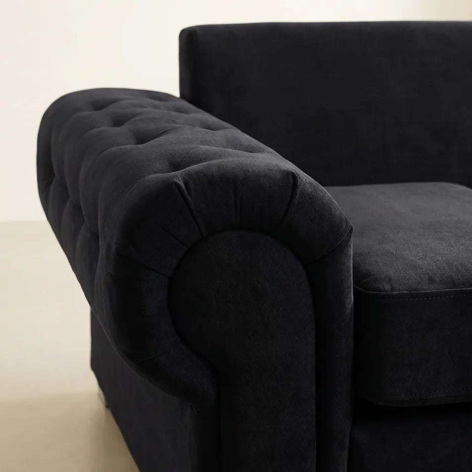 Verona High Back Black Fabric 3 Seater Sofa Bed - Furniture Instore